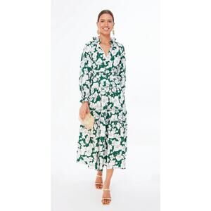 Tuckernuck Hyacinth House Green White Floral Tiered Presley Maxi Midi Dress